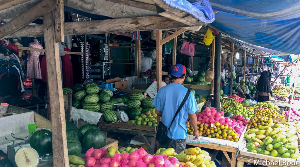 Tual fruit stalls on the market