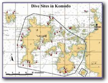 Karte: Tauchplätze im Komodo-Nationalpark