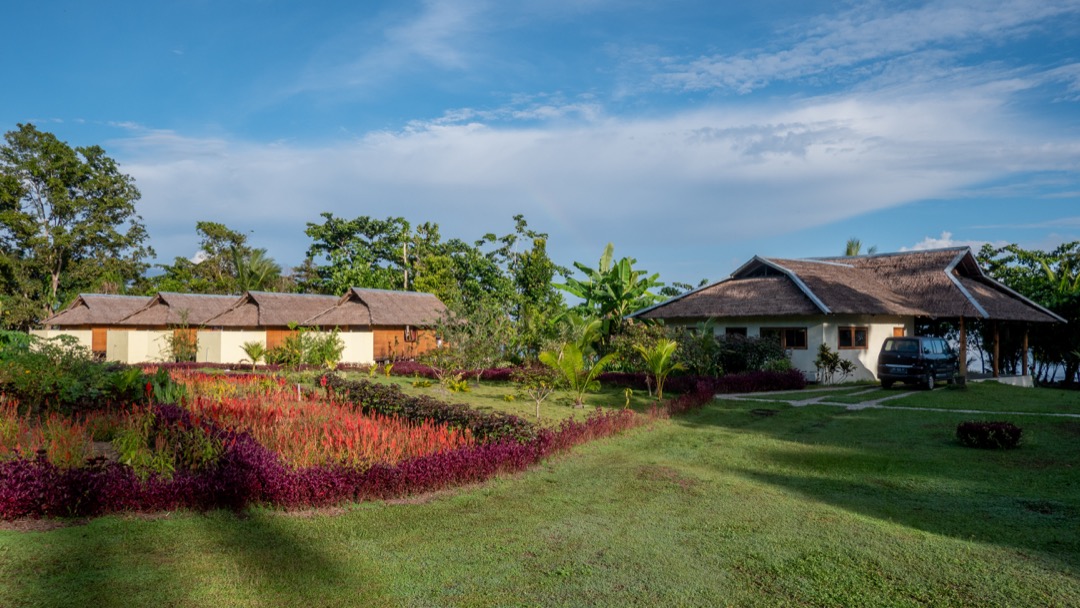 Nakaela Lodge. Blick vom Garten