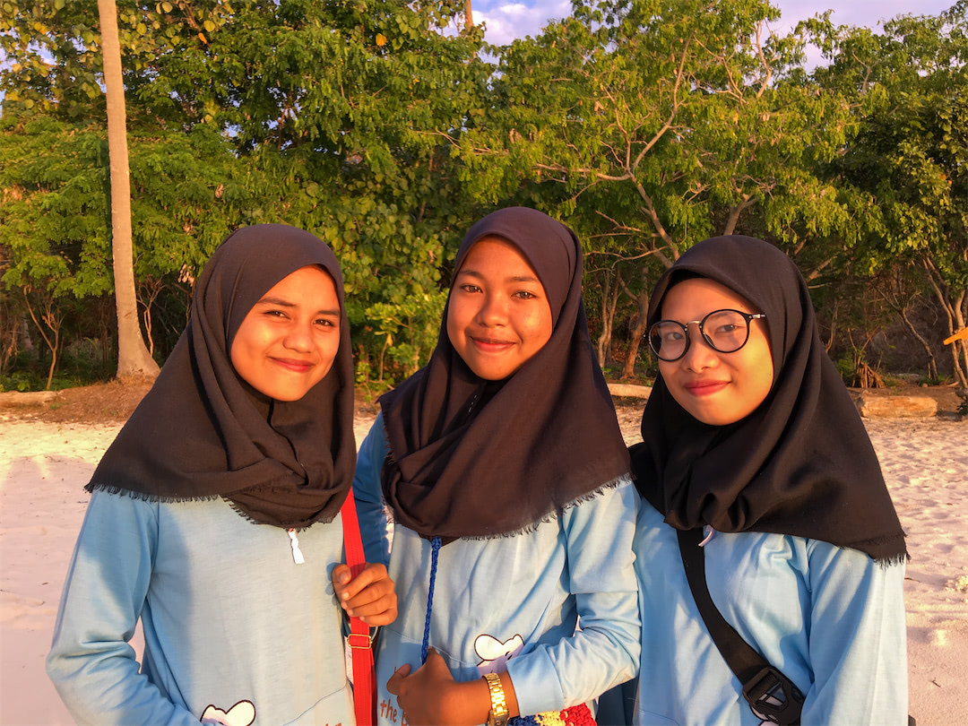 Three girls in their school uniform